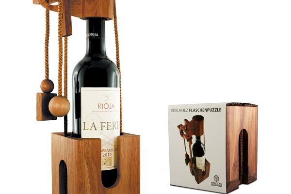 Flaschenpuzzle aus edlem Holz - Geschenke für Weinkenner Weinliebhaber Geschenke für Männer kaufen Männergeschenke 3