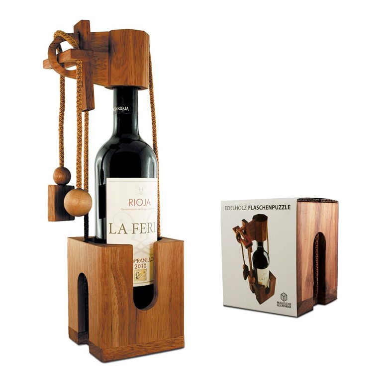 Flaschenpuzzle aus edlem Holz - Geschenke für Weinkenner Weinliebhaber Geschenke für Männer kaufen Männergeschenke 3