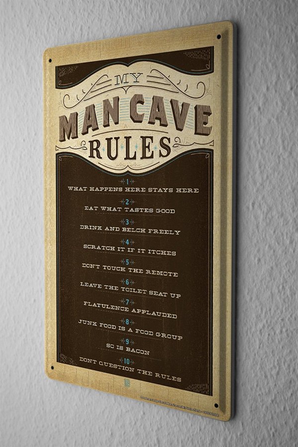 Der Man Cave – die ultimative Männerhöhle einrichten Deko Schild Man Cave Rules