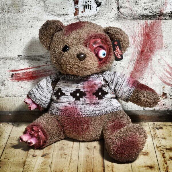 Zombie Teddy kaufen Geschenk für Horror Fans - Teddybär, Kuscheltier, Plüschtier, Stofftier - Amputierte Gleidmaßen