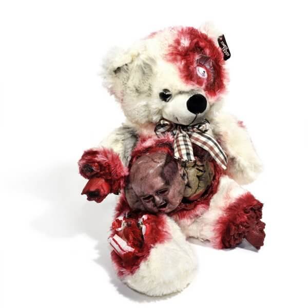 Zombie Teddy kaufen Geschenk für Horror Fans - Teddybär, Kuscheltier, Plüschtier, Stofftier - Kopf aus dem Bauch 3