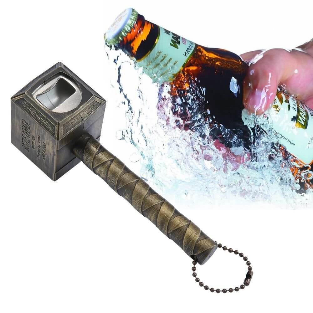 Aussergewöhnliche Flaschenöffner ungewöhnlich Kapselheber ausgefallen Bieröffner - coole, besondere, beste, originelle, aus Holz - Falschenöffner Thors Hammer
