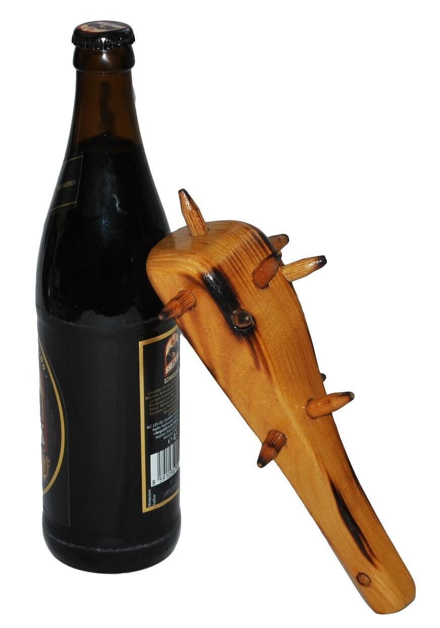 Aussergewöhnliche Flaschenöffner ungewöhnlich Kapselheber ausgefallen Bieröffner - coole, besondere, beste, originelle, aus Holz - Höhlenmensch Keule
