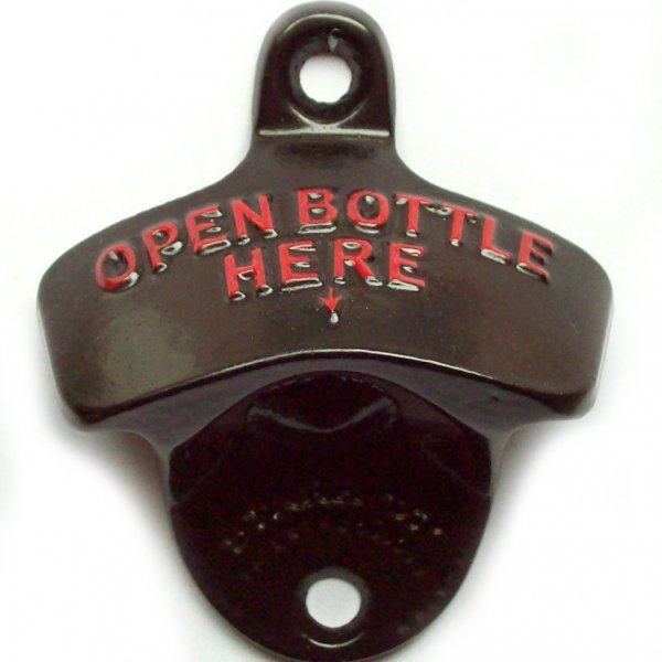 Aussergewöhnliche Flaschenöffner ungewöhnlich Kapselheber ausgefallen Bieröffner - coole, besondere, beste, originelle, aus Holz - Wand Flaschenöffne open bottle here schwarz