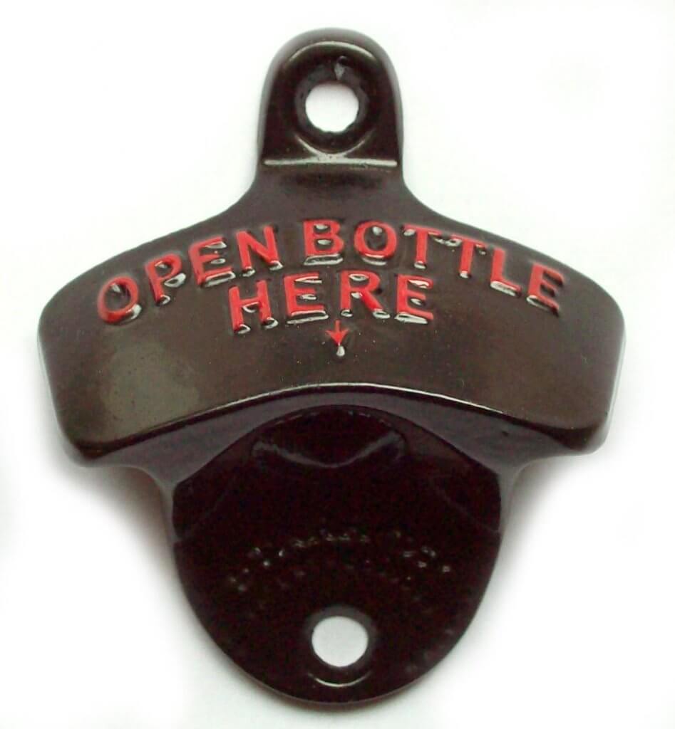 Aussergewöhnliche Flaschenöffner ungewöhnlich Kapselheber ausgefallen Bieröffner - coole, besondere, beste, originelle, aus Holz - Wand Flaschenöffne open bottle here schwarz