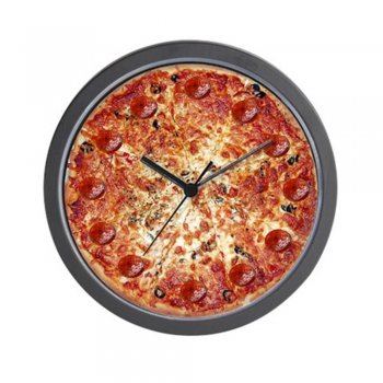 Food Design Designer Wanduhr im Pizzadesign