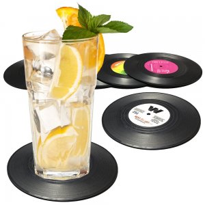 6 ausgefallene Retro Vintage Geschenke Vinyl Untersetzer