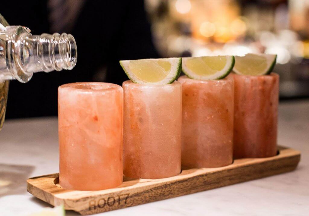 4 Himalaya Schnapsgläser für Tequila, beste Weihnachtsgeschenkauswahl für Männer - Shotglas für Tequila - Tequilagläser aus Salz