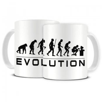 Evolution Nerdige Tasse Becher für Gamer Lustige Tassen - coole ausgefallene witzige außergewöhnliche Bürotasse