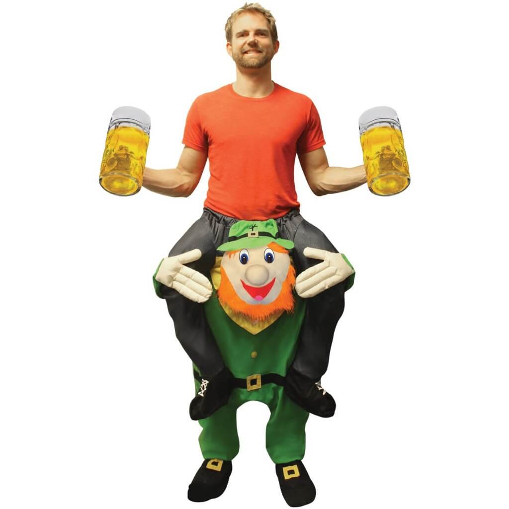 109 Carry Me Kostüm Leprechaun Huckepack Kostüm irischer Kobold Einheitsgröße zum Anpassen Verkleidung Fabelwesen Piggyback Ride On auf den Schultern Faschings Karneval Kostüm Halloween