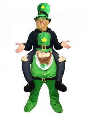 113 Carry Me Kostüm dicker Leprechaun Huckepack Kostüm Kobold Einheitsgröße zum Anpassen Verkleidung Piggyback Ride On auf den Schultern Faschings Karneval Kostüm Halloween JGA