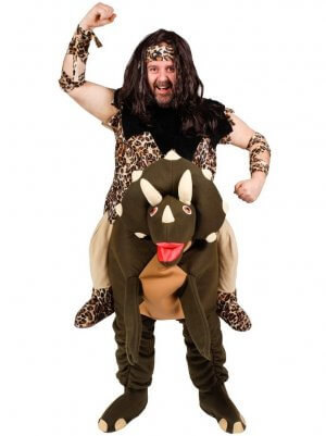 122 Carry Me Kostüm Höhlenmensch auf Dino komplett Huckepack Kostüm Steinzeitmensch auf Dino Verkleidung Fabelwesen Piggyback Ride On auf den Schultern Faschings Karneval Kostüm