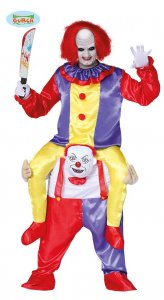 148 Carry Me Kostüm böses Clowns Duo Huckepack Kostüm 2 Clowns Verkleidung Fabelwesen Piggyback Ride On auf den Schultern Faschings Karneval Kostüm Halloween JGA Carry Me Bestseller