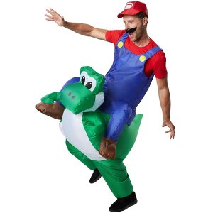 165 Carry Me Kostüm Super Mario auf Yoshi Huckepack Kostüm Nintendo Mario auf Joshi Verkleidung Piggyback Ride On Faschings Karneval Kostüm Komplettes günstiges Carry Me Kostüm
