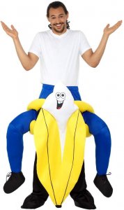 184 Carry Me Kostüm Banane Huckepack Kostüm Banana Verkleidung Fabelwesen Piggyback Ride On auf den Schultern Kostüm Faschings Geschenk Karneval Kostüm Halloween Fastnacht JGA DIY