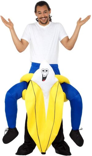 184 Carry Me Kostüm Banane Huckepack Kostüm Banana Verkleidung Fabelwesen Piggyback Ride On auf den Schultern Kostüm Faschings Geschenk Karneval Kostüm Halloween Fastnacht JGA DIY