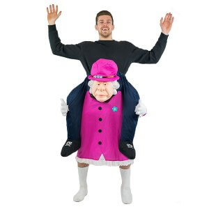 215 Carry Me Kostüm Queen Huckepack Kostüm Königin von England Verkleidung Fabelwesen Piggyback Ride On auf den Schultern Faschings Geschenk Karneval Kostüm Halloween JGA DIY