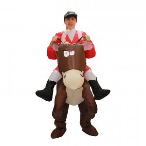 45 Carry Me Huckepack Kostüm aufblasbares Jockey Kostüm Pferde Verkleidung Tierkostüm Piggyback Ride On auf den Schultern Kostüm Faschings Karneval Halloween Junggesellenabschied