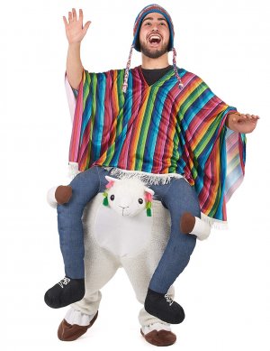 55 Carry Me Kostüm lustiges Lama Huckepack Kostüm Lama Verkleidung Tierkostüm Piggyback Ride On auf den Schultern Faschings Karneval Kostüm Halloween JGA Junggesellenabschied