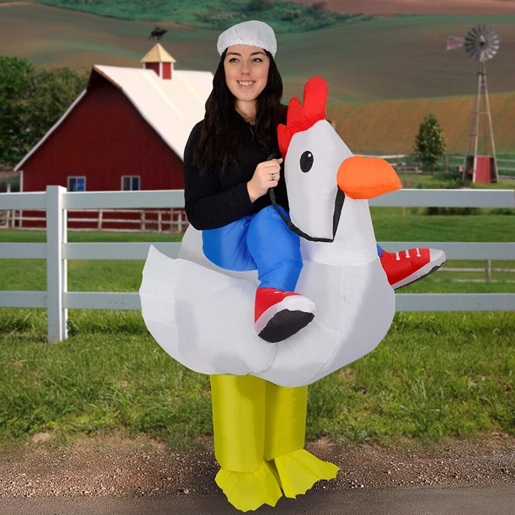 64 Carry Me Kostüm lustiges Huhn Huckepack Kostüm Huhn Verkleidung Tierkostüm Piggyback Ride On auf den Schultern Faschings Karneval Kostüm Halloween JGA Junggesellenabschied