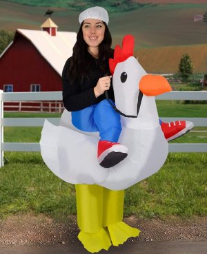 64 Carry Me Kostüm lustiges Huhn Huckepack Kostüm Huhn Verkleidung Tierkostüm Piggyback Ride On auf den Schultern Faschings Karneval Kostüm Halloween JGA Junggesellenabschied