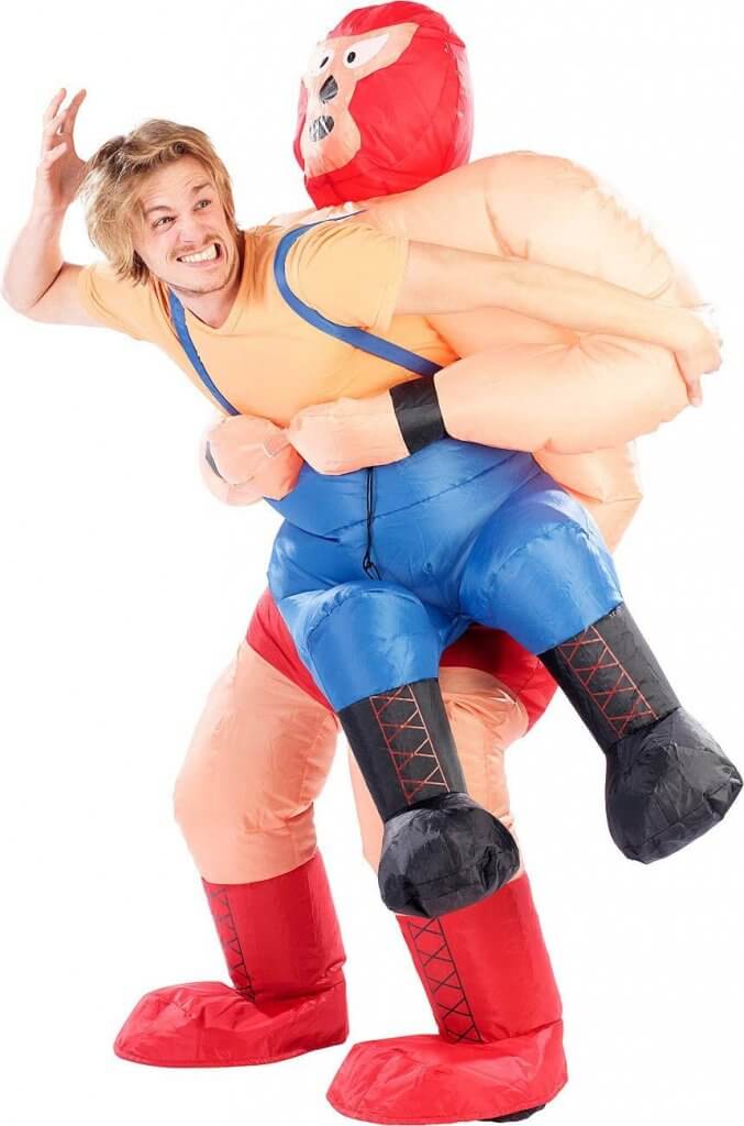240 Carry Me Kostüm vom Wrestler gehalten Verkleidung Fabelwesen Piggyback Ride On auf den Schultern Faschings Karneval Kostüm Halloween JGA DIY