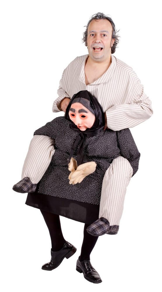 258 Carry Me Kostüm Roma Zigeuner Oma Verkleidung Piggyback Ride On auf den Schultern Grossmutter Faschings Karneval Kostüm Halloween Junggesellenabschied DIY