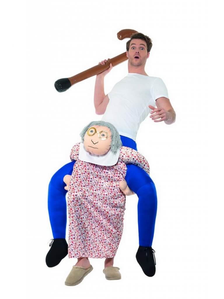 261 Carry Me Kostüm Oma Verkleidung Piggyback Ride On auf den Schultern Grossmutter Faschings Karneval Kostüm Halloween Junggesellenabschied DIY