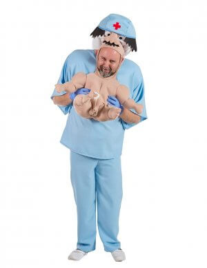 305 Carry Me Kostüm Arzt LIFT ME UP Verkleidung Piggyback Ride On auf den Schultern OP von Hebamme getragen Faschings Karneval Kostüm Halloween Junggesellenabschied DIY
