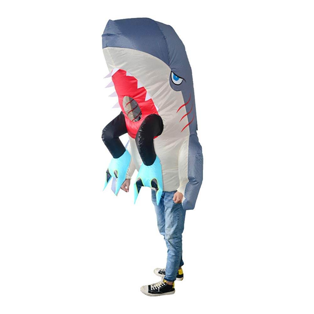 309 Carry Me Kostüm vom Hai gefressen LIFT ME UP Verkleidung Piggyback Ride On auf den Schultern getragen Menschenfresser Hai Faschings Karneval Kostüm Halloween Junggesellenabschied DIY