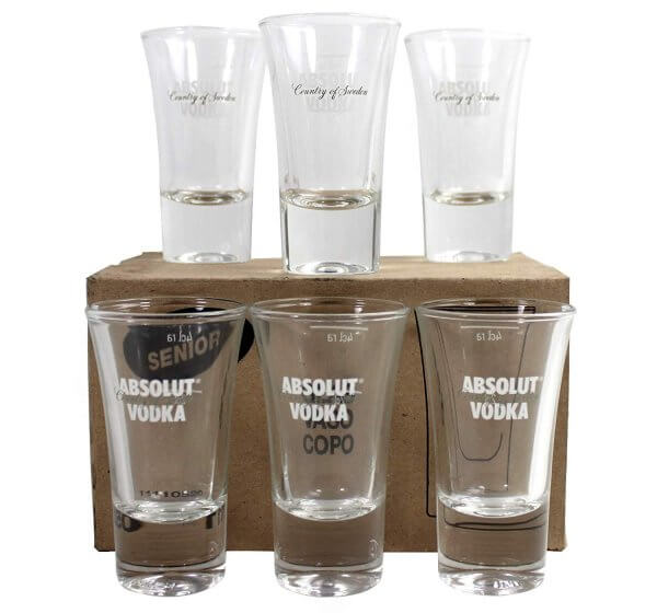 13 6 edle Premium Schnapsgläser - Edles Shotgläser-Set schlank - Absolut Vodka - Shot Becher - Tequila Gläser - Schnaps Becher - Stamperl - Pinneken - Pinnchen - Schott Glas - Gläser Set