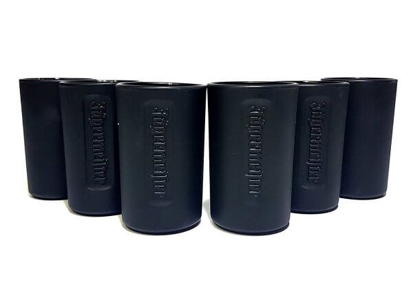 18 6 schwarze Jägermeister Schnapsgläser - Shotgläser im edlen Design - Black Shot Becher - Tequila Gläser - Schnaps Becher - Stamperl - Pinneken - Pinnchen - Schott Glas - Gläser Set