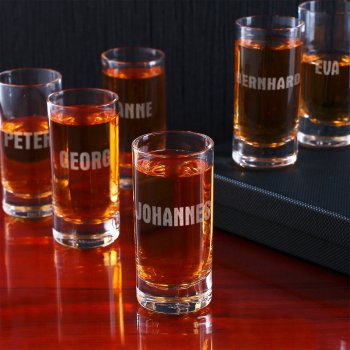 20 6 personalisierbare Schnapsgläser - personalisierte Shotgläser im edlen Design - Shot Becher - Tequila Gläser - Schnaps Becher - Stamperl - Pinneken - Pinnchen - Schott Glas - Gläser Set