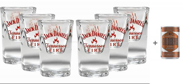 21 6 Jack Daniels Schnapsgläser - Marken Shotgläser im edlen Design - Shot Becher - Tequila Gläser - Schnaps Becher - Stamperl - Pinneken - Pinnchen - Schott Glas - Gläser Set