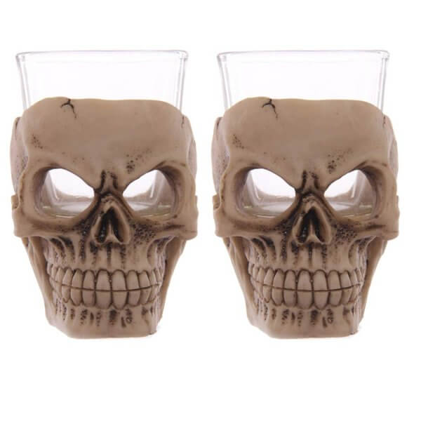 32 2 Totenkopf Schnapsgläser - Totenschädel Shotgläser Skelett - Shot Becher - Tequila Gläser - Schnaps Becher - Stamperl - Pinneken - Pinnchen - Schott Glas - Gläser Set