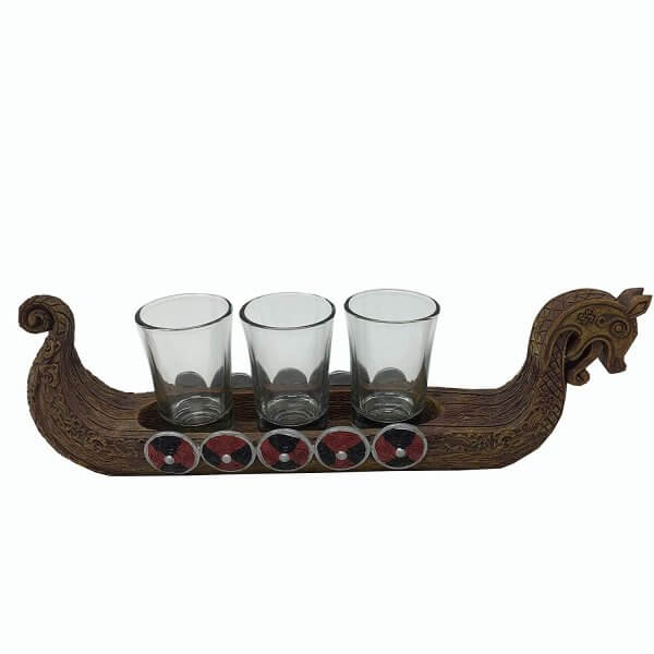 33 3 Schnapsgläser im Wikingerschiff - Wikinger Shotgläser - Met Gläser - Honigwein - Shot Becher - Tequila Gläser - Schnaps Becher - Stamperl - Pinneken - Pinnchen - Schott Glas - Gläser Set