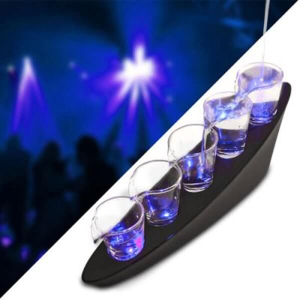 46 5 LED Dominoeffekt Schnapsbecher - Dominoeffekt Shotbecher Set - Shot Becher - Tequila Gläser - Schnaps Becher - Stamperl - Pinneken - Pinnchen - Schott Glas - Gläser Set - Schnapsgläser