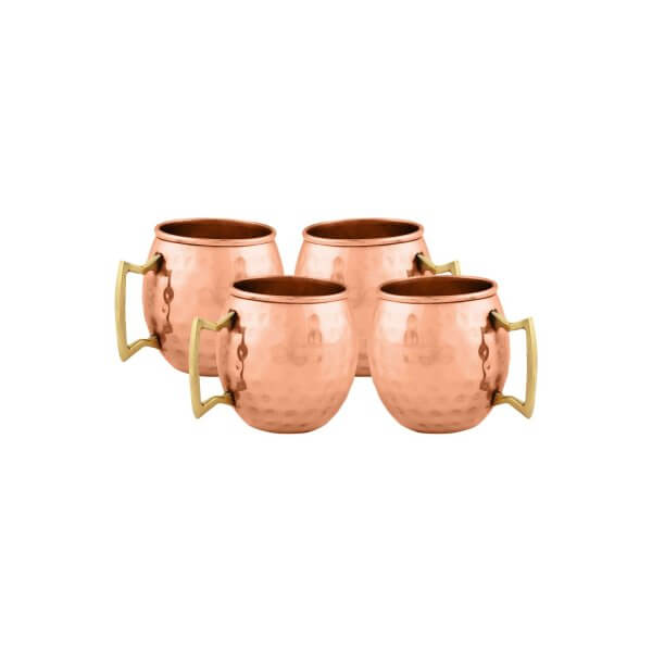 8 4 Moscow Mule runde gehämmerte Schnapsgläser - Edle Kupferbecher - Moscow Mule Shot Becher - handgemachte Tequila Gläser - Schnaps Becher - Stamperl - Pinneken - Pinnchen - Schott Glas - Gläser Set