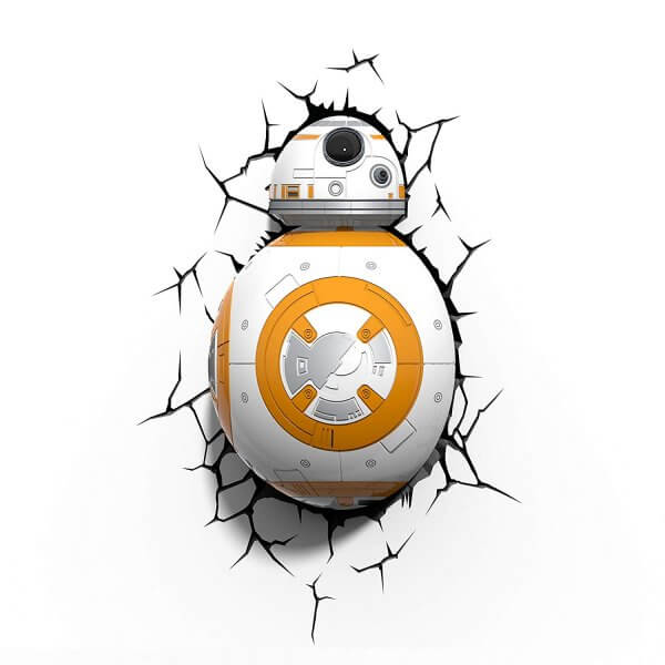 Star Wars 3D Wandlampe - BB-8 Droid - Superhelden Lampe - Wandlampe in 3D - Durch die Wand Lampe - 3D Lampe Star Wars