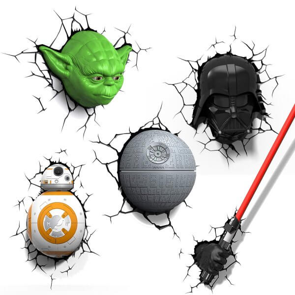 Star Wars 3D Wandlampe - Darth Vader - Superhelden Lampe - Wandlampe in 3D - Durch die Wand Lampe - 3D Lampe Star Wars