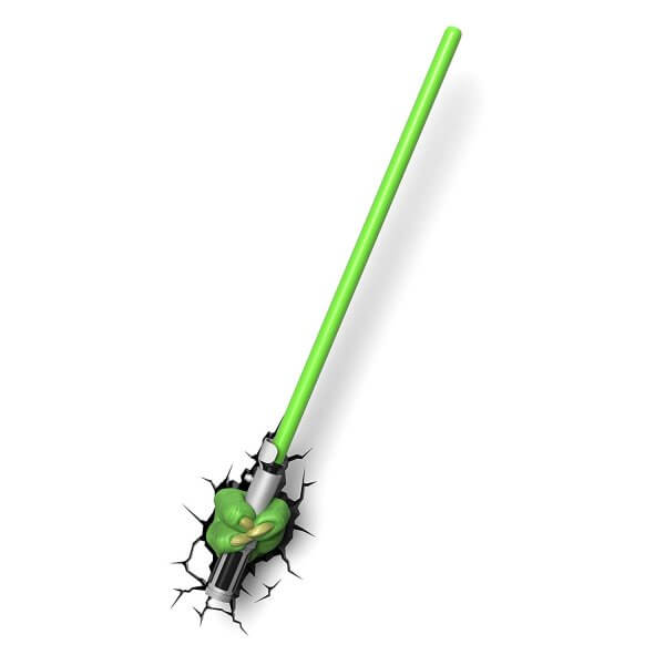 Star Wars 3D Wandlampe - Yoda Lichtschwert - Superhelden Lampe - Wandlampe in 3D - Durch die Wand Lampe - 3D Lampe Star Wars