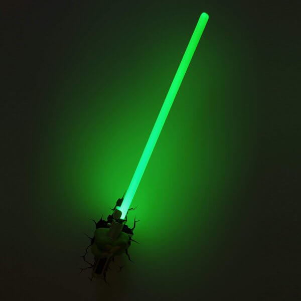 Star Wars 3D Wandlampe - Yoda Lichtschwert an - Superhelden Lampe - Wandlampe in 3D - Durch die Wand Lampe - 3D Lampe Star Wars