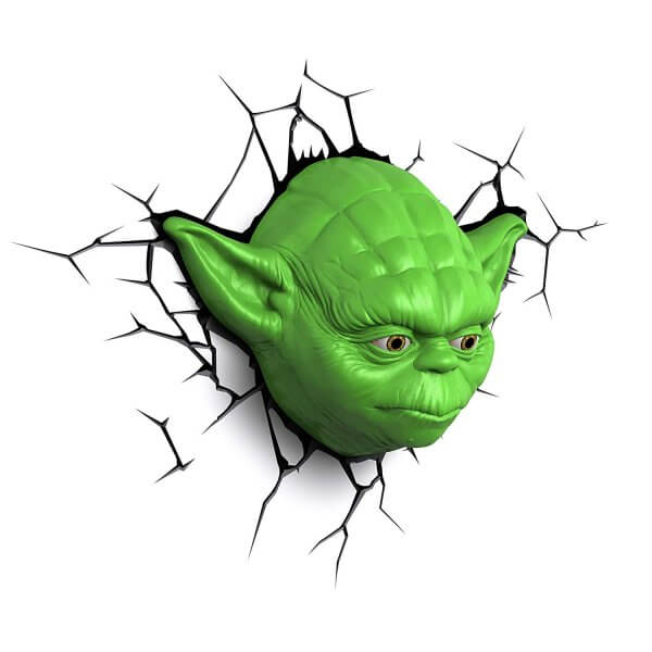 Star Wars 3D Wandlampe - Yoda - Superhelden Lampe - Wandlampe in 3D - Durch die Wand Lampe - 3D Lampe Star Wars