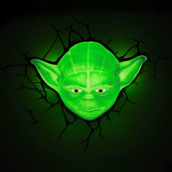 Star Wars 3D Wandlampe - Yoda an - Superhelden Lampe - Wandlampe in 3D - Durch die Wand Lampe - 3D Lampe Star Wars