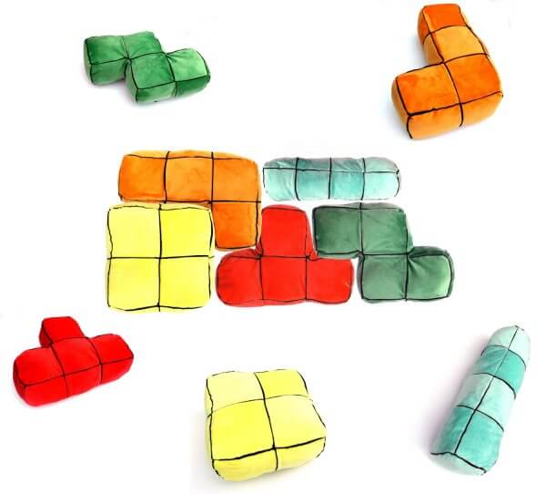 Tetris Kissen Geschenk für Gamer Tetris Stein Design