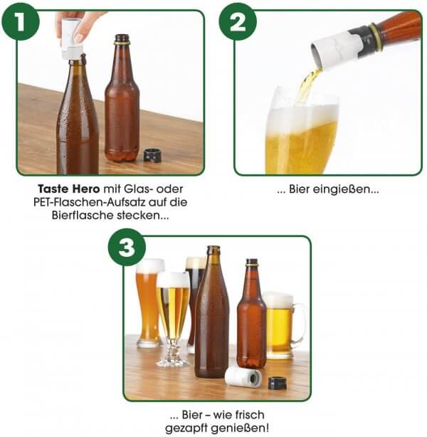 Flaschenaufsatz für frisch gezapftes Bier - mobile Bierzapfanlage - Bier unterwegs zapfen - Gadget für Männer - günstiges Männergeschenk