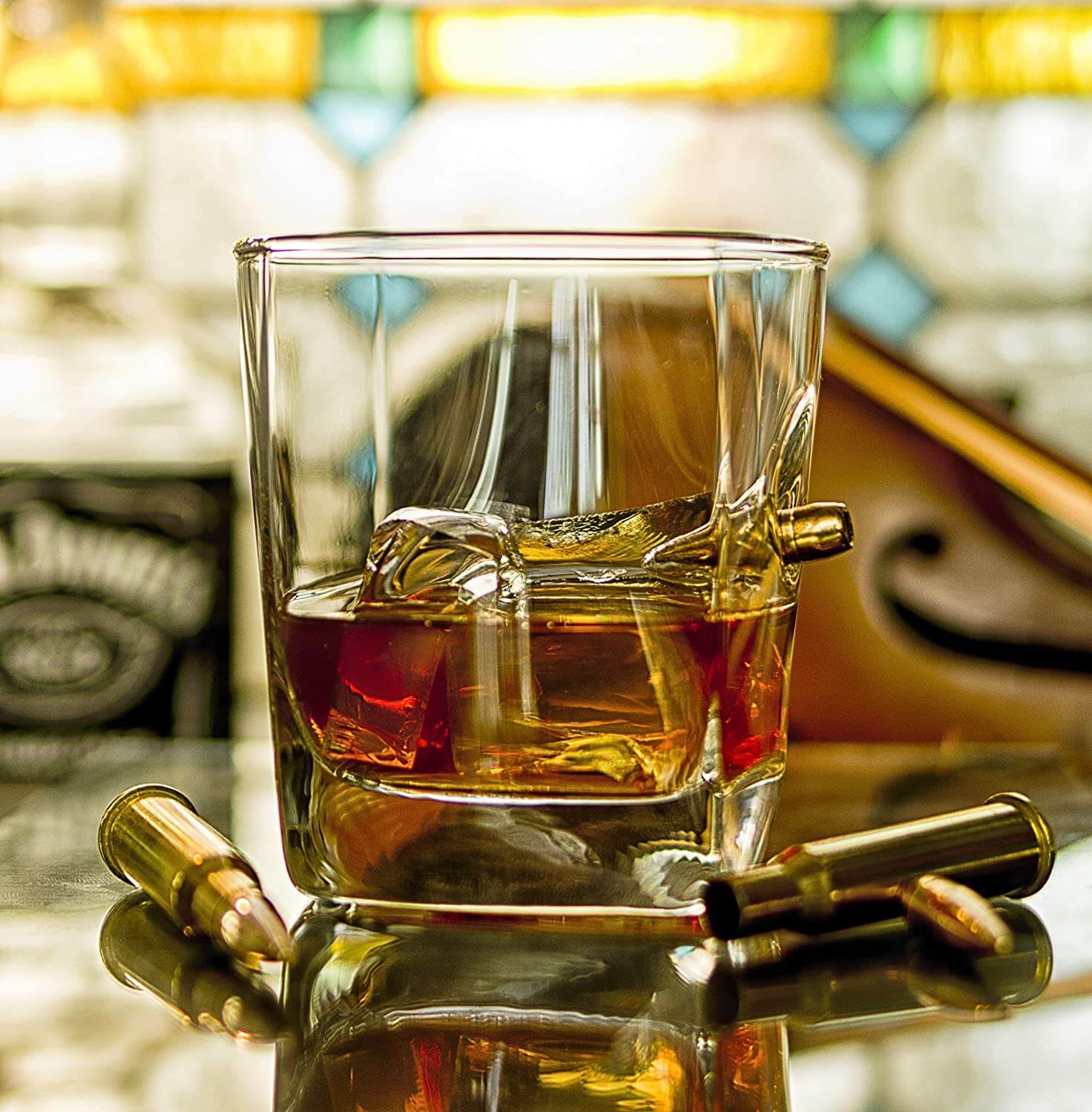 Whiskyglas mit Projektil - Projektil im Glas - Kolberg Glas - edles Männergeschenk - echtes Caliber 308 Projektil